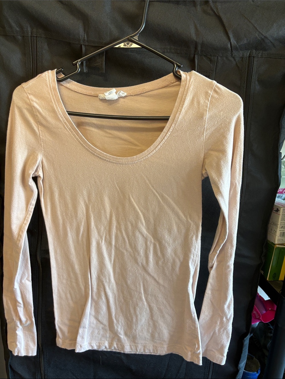 Forever 21 Beige Scoop Neck Long Sleeve Top